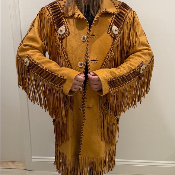 Fringed tan leather rusty dorr Jacket - Picture 5 of 15